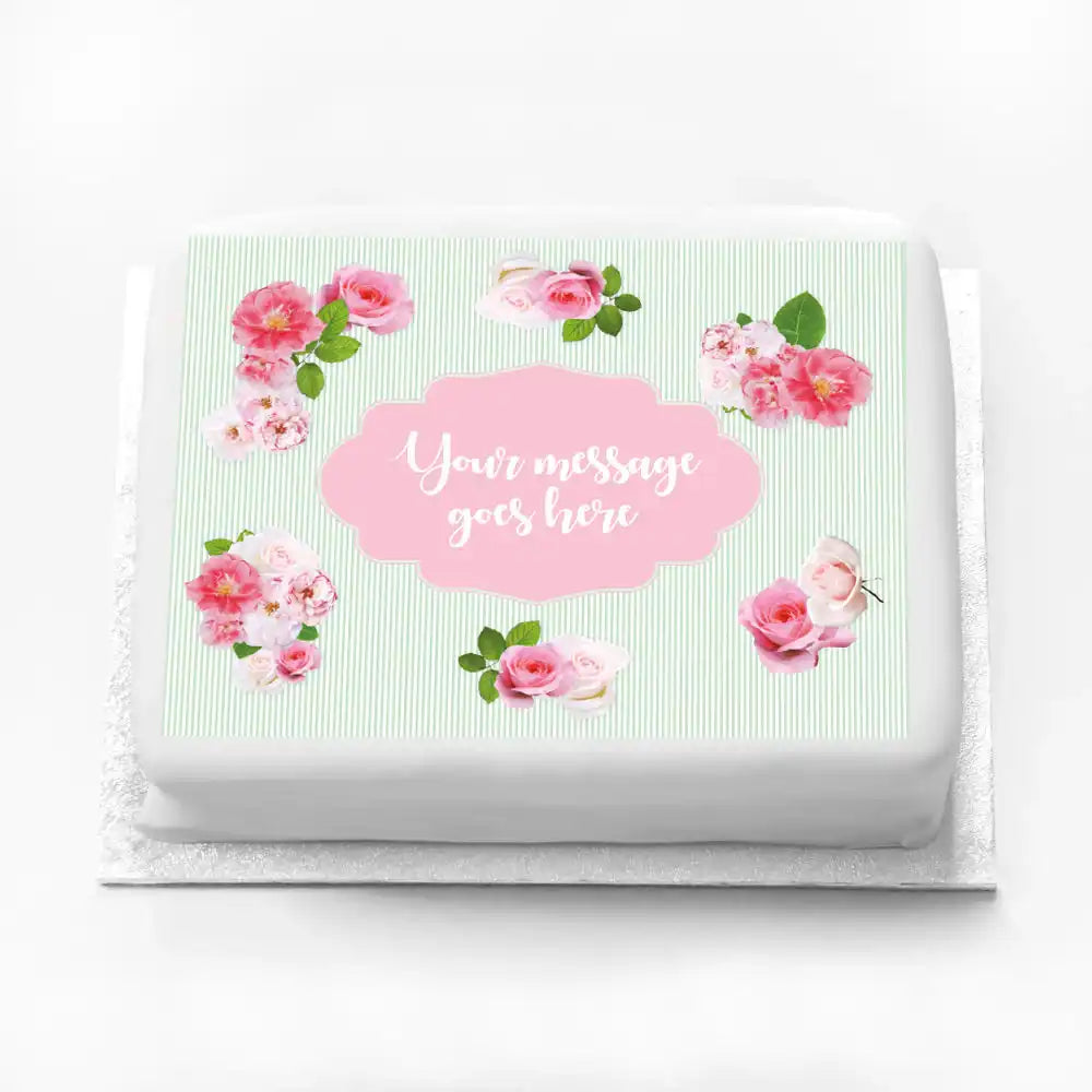 Personalised Photo Cake - A Very English Rose Message Only Large (up to 20 small portions) Personalised Cake