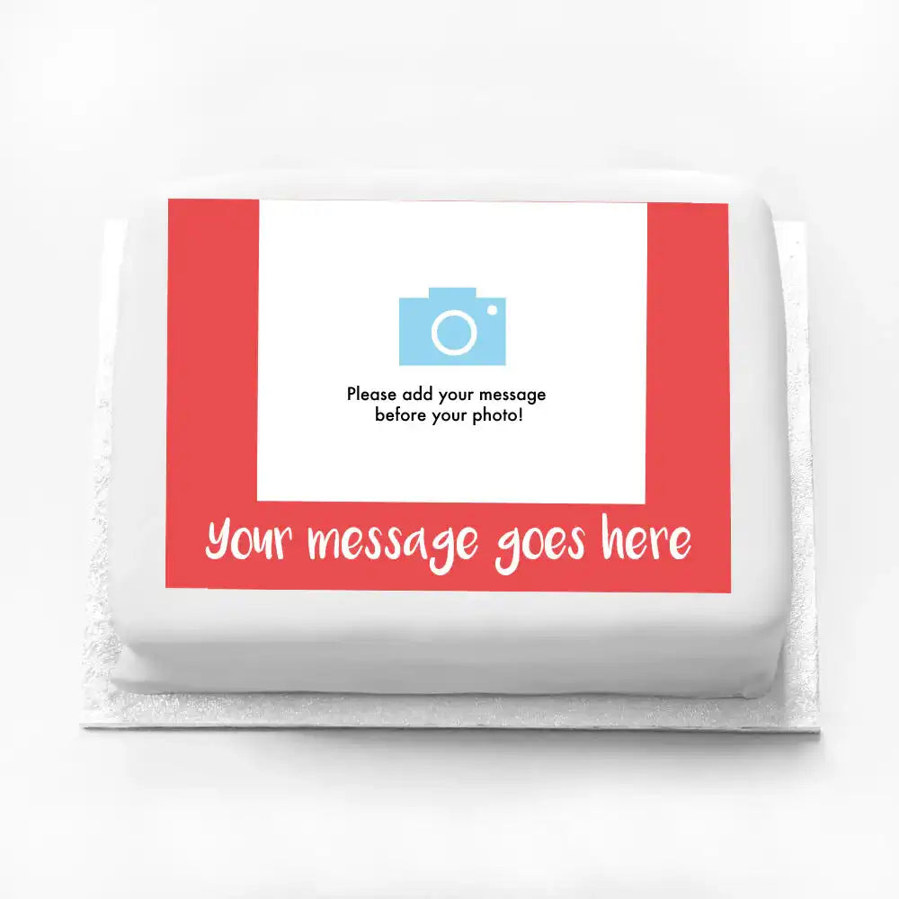 Personalised Coloured Photo Cake Red Personalised Cake