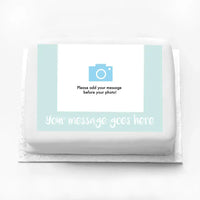 Personalised Coloured Photo Cake Blue Personalised Cake