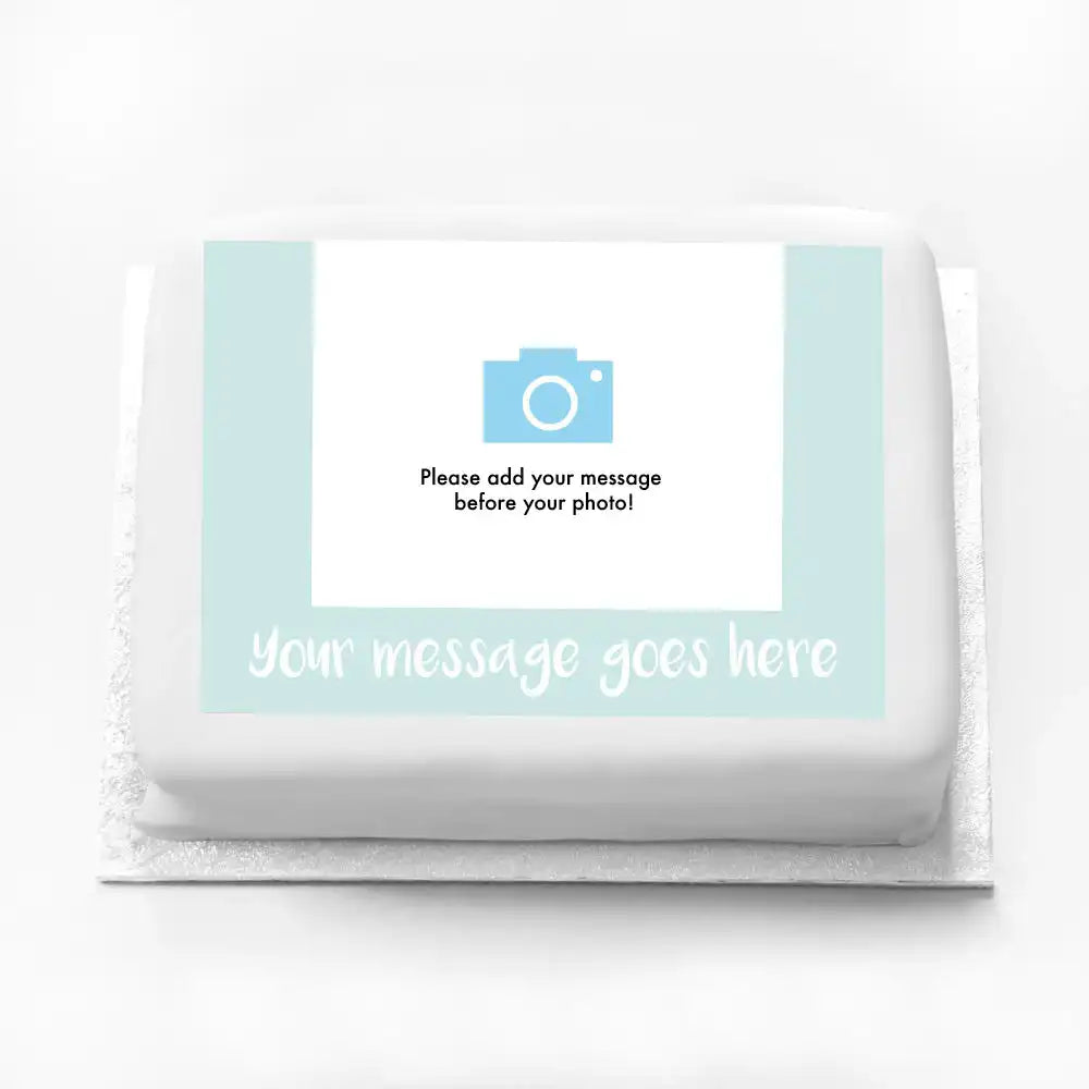 Personalised Coloured Photo Cake Blue Personalised Cake