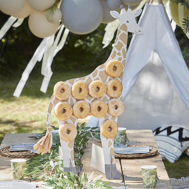 Let's Go Wild - Giraffe Shaped Donut Stand with Tissue Tassel Tail
