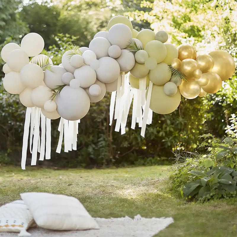 Balloon Arch with Streamers and Leaves General Party