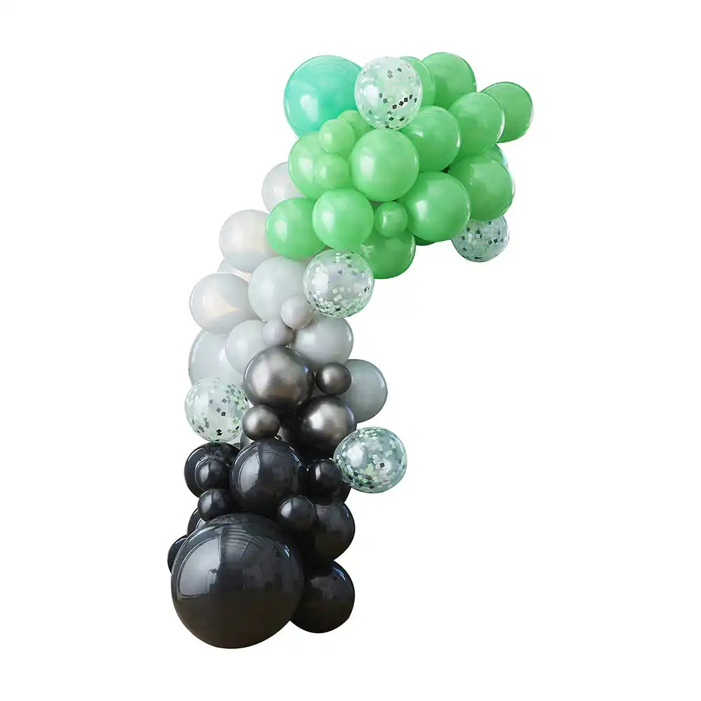 Black, Green and Grey Balloon Arch General Party