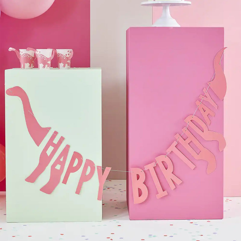 Party Like a Dinosaur - Happy Birthday Dinosaur Shaped Bunting Kids Party
