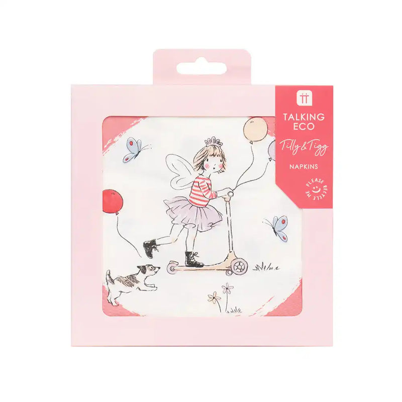Tilly & Tigg Pink Party Eco Napkins (x12) Kids Party