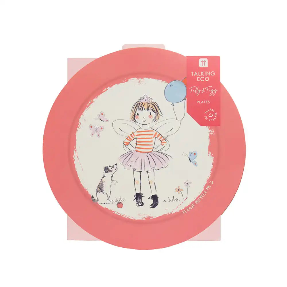 Tilly & Tigg Pink Paper Party Eco Plates (x12) Kids Party