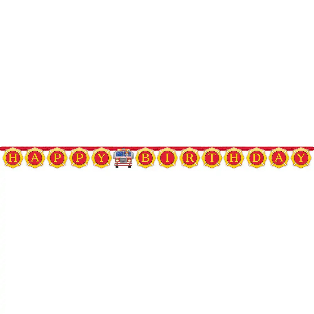Flaming Fire Truck - Birthday Banner (3m) Kids Party
