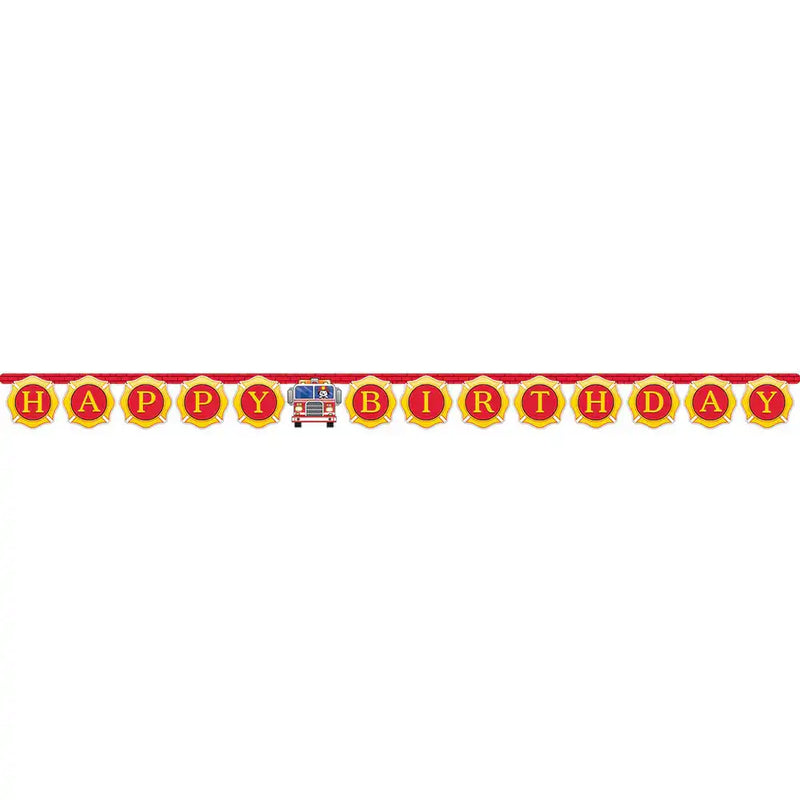 Flaming Fire Truck - Birthday Banner (3m) Kids Party