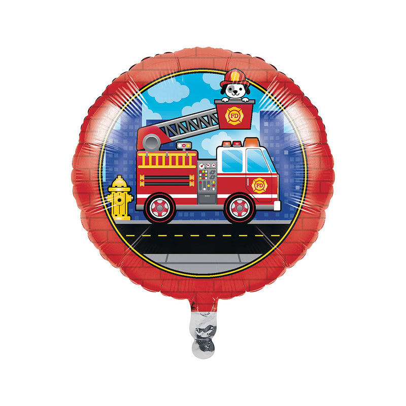 Flaming Fire Truck - Foil Balloon