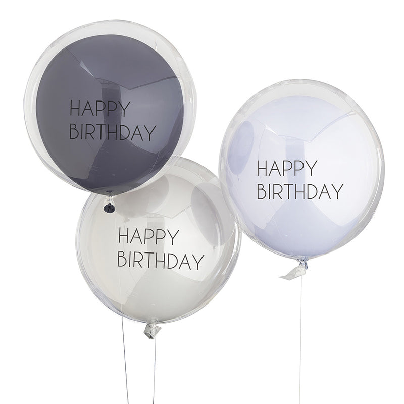 Double Layered Happy Birthday Balloon Bundle (x3)