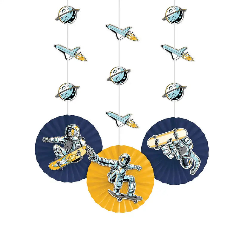 Space Skater - Hanging Paper Fans Kids Party