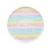 Pastel Rainbow Birthday Eco Paper Plates (x8) General Party