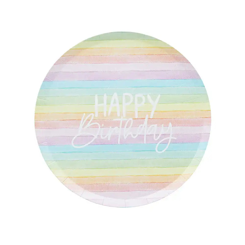 Pastel Rainbow Birthday Eco Paper Plates (x8) General Party