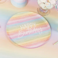 Pastel Rainbow Birthday Eco Paper Plates (x8) General Party
