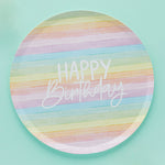 Pastel Rainbow Birthday Eco Paper Plates (x8)