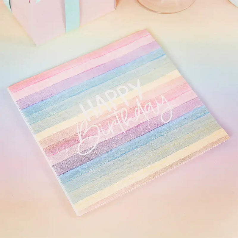 Pastel Rainbow Birthday Eco Napkins (x16) General Party