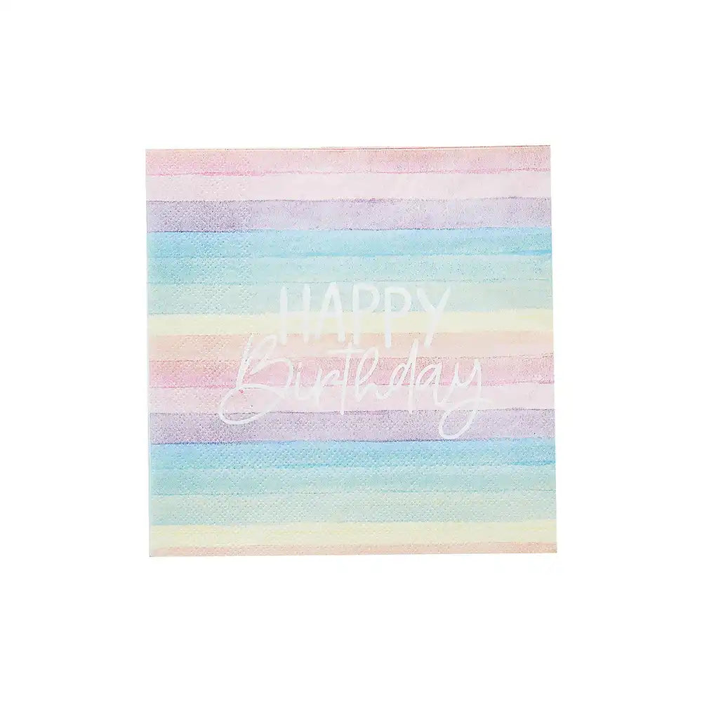 Pastel Rainbow Birthday Eco Napkins (x16) General Party