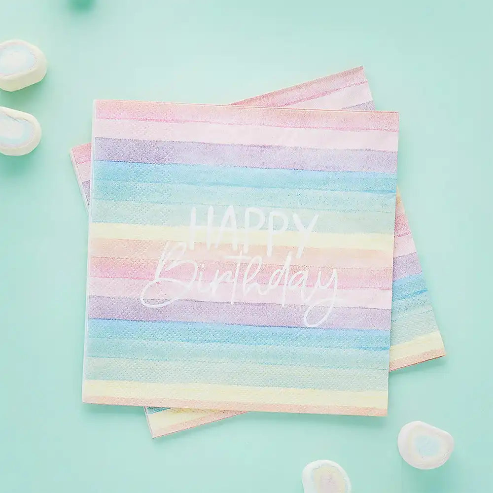 Pastel Rainbow Birthday Eco Napkins (x16) General Party