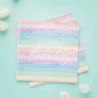 Pastel Rainbow Birthday Eco Napkins (x16) General Party