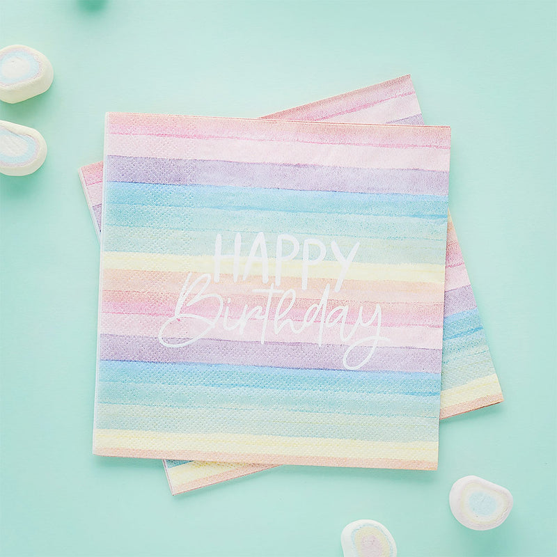 Pastel Rainbow Birthday Eco Napkins (x16)