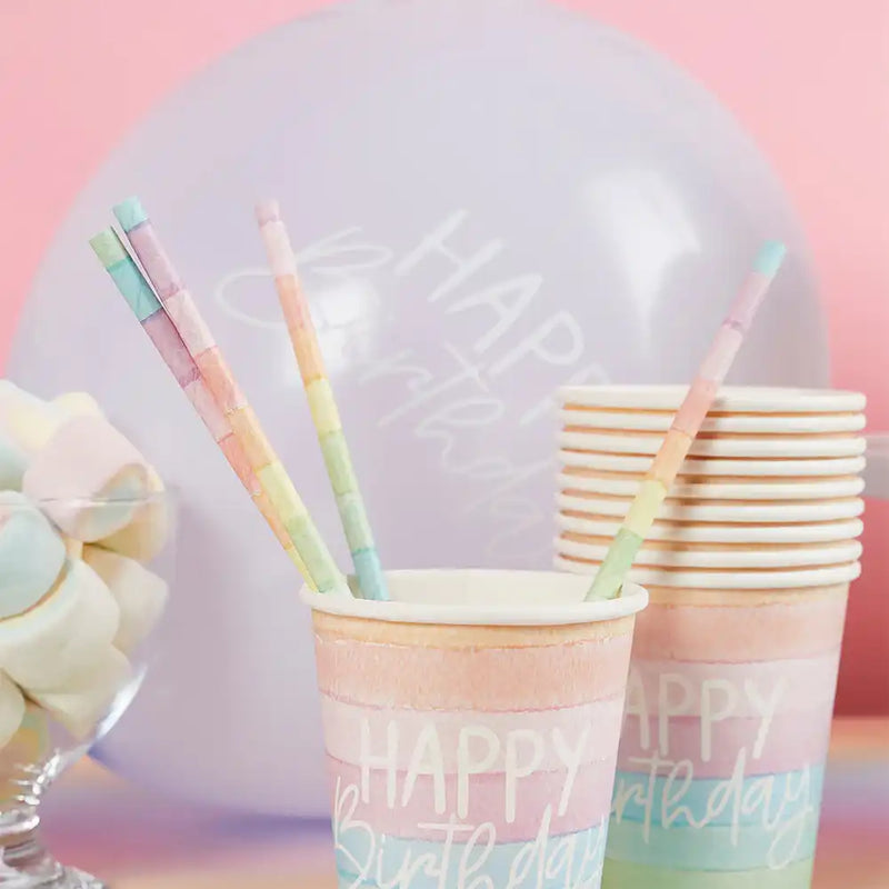 Pastel Rainbow Eco Paper Straws (x16) General Party