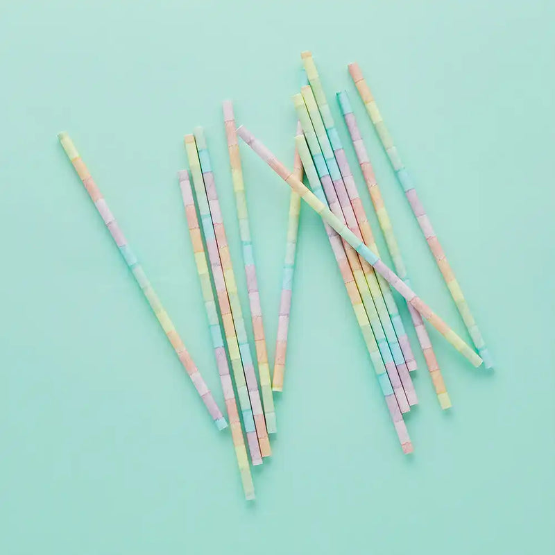 Pastel Rainbow Eco Paper Straws (x16) General Party