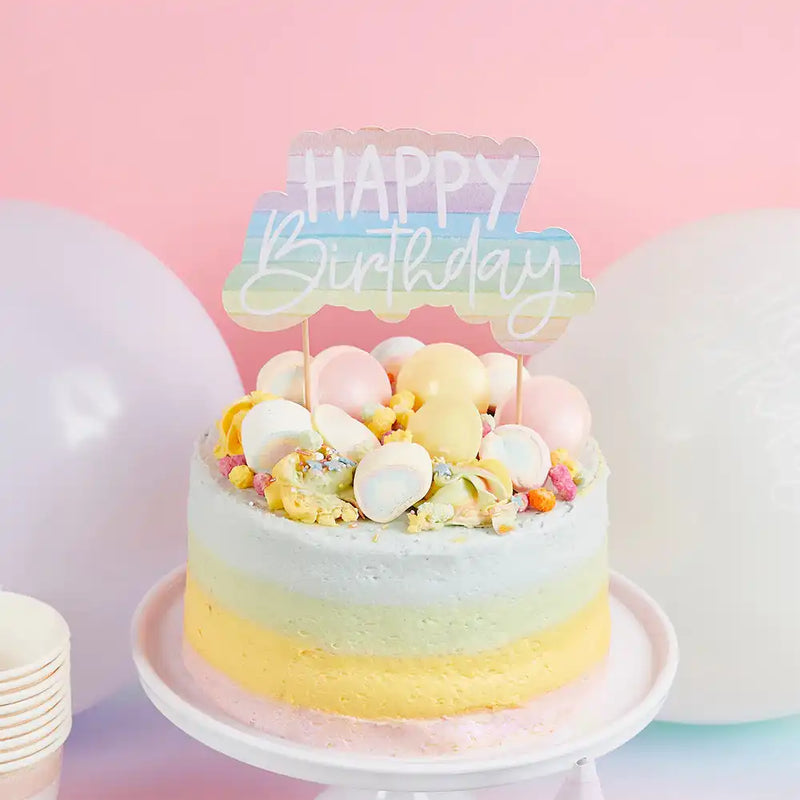 Pastel Rainbow Eco Cake Topper General Party