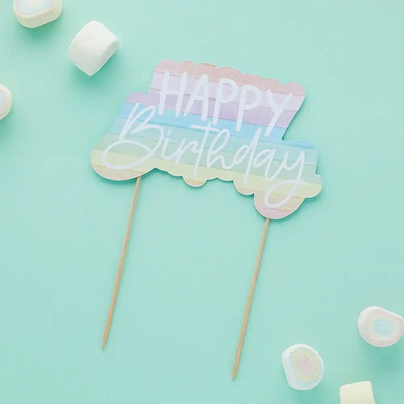 Pastel Rainbow Eco Cake Topper General Party