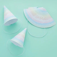 Pastel Rainbow Birthday Eco Paper Hats (x10) General Party