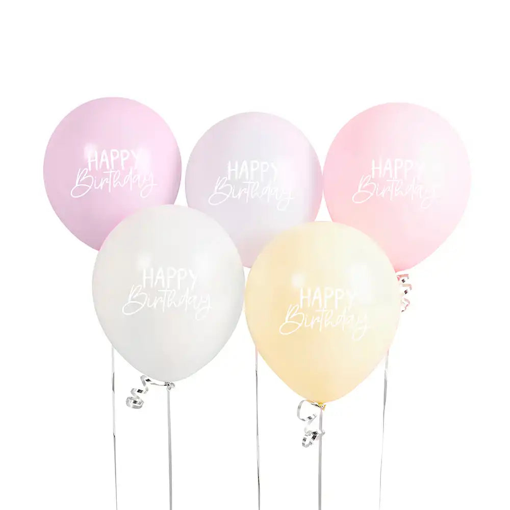 Pastel Rainbow Birthday Eco Latex Balloons (x5) General Party