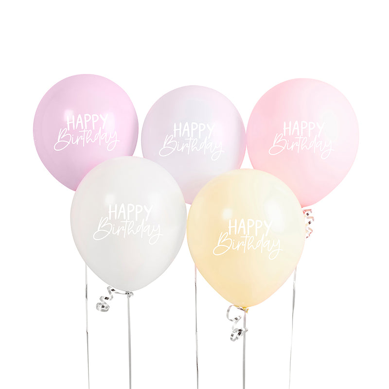 Pastel Rainbow Birthday Eco Latex Balloons (x5)