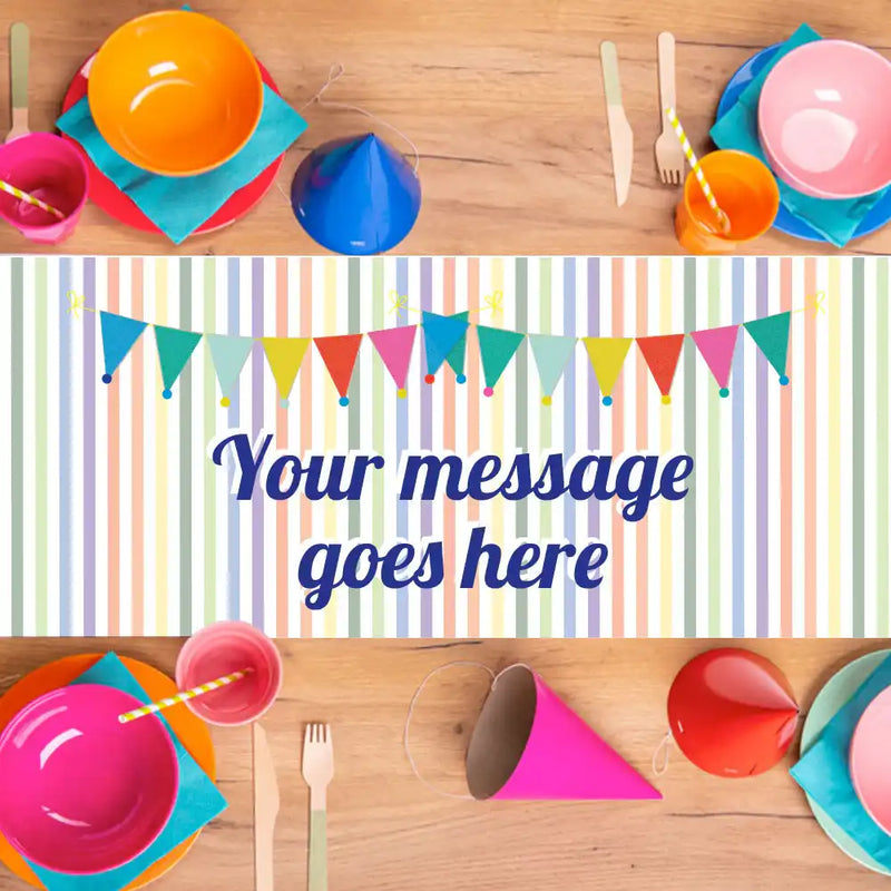 Personalised Rainbow Bunting Table Runner Personalised Runner