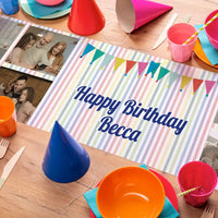Personalised Rainbow Bunting Table Runner Personalised Runner