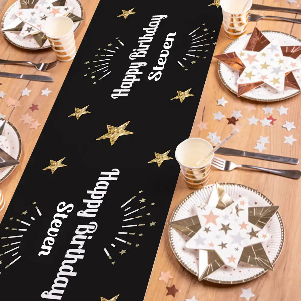 Personalised Black & Gold Table Runner Personalised Runner