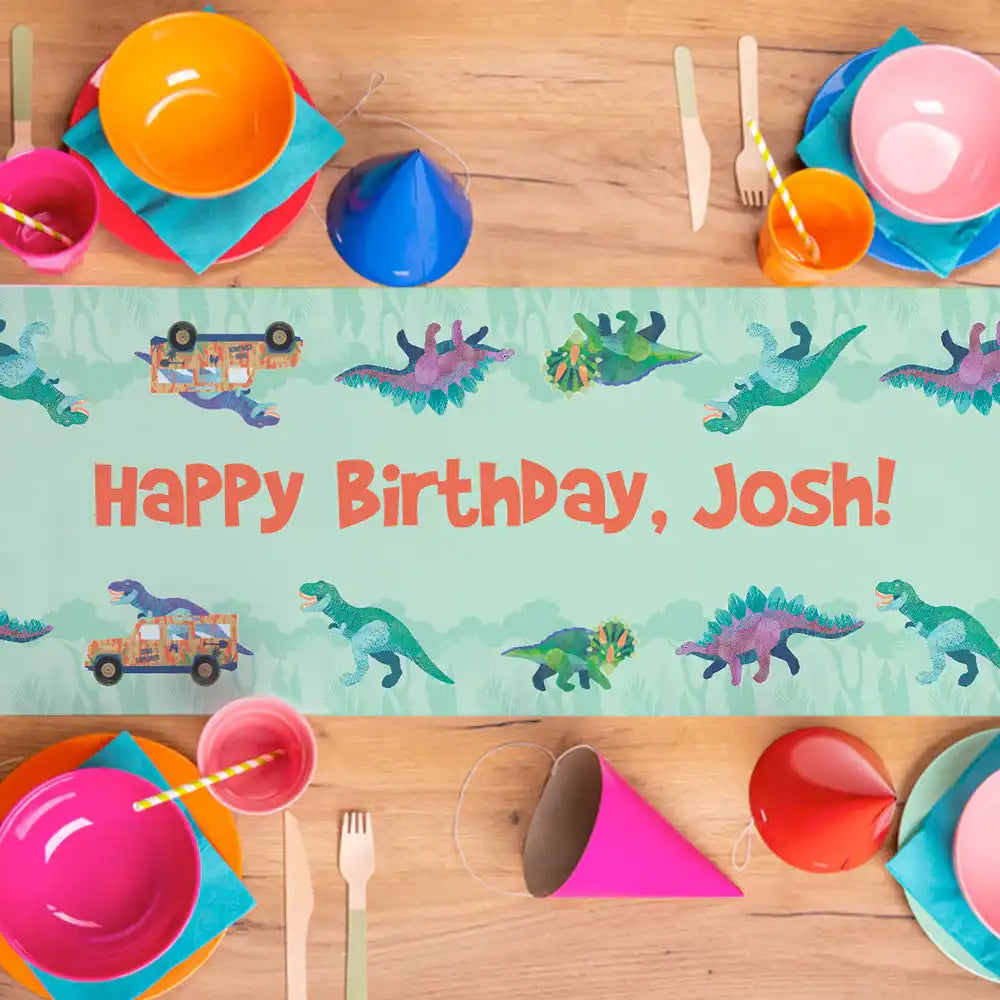Personalised Dino Explorer Table Runner Personalised Runner