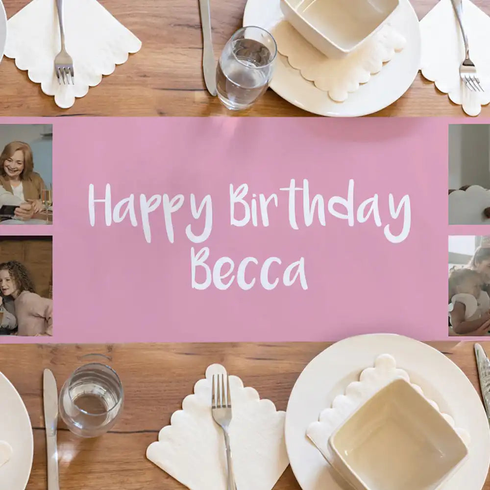 Create Your Own Table Runner - Solid Colours Pink Personalised Runner