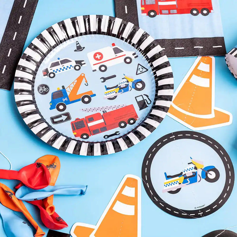 On the Road Paper Party Plates (x8) Kids Party