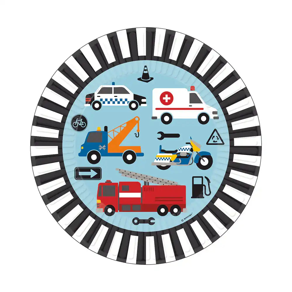 On the Road Paper Party Plates (x8) Kids Party
