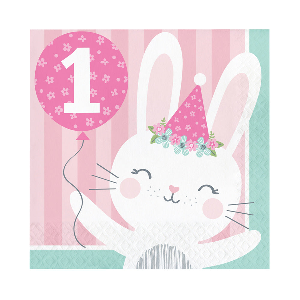 Little Bunny 1st Birthday Paper Napkins (x16) 1st Birthday