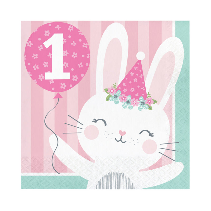 Little Bunny 1st Birthday Paper Napkins (x16)