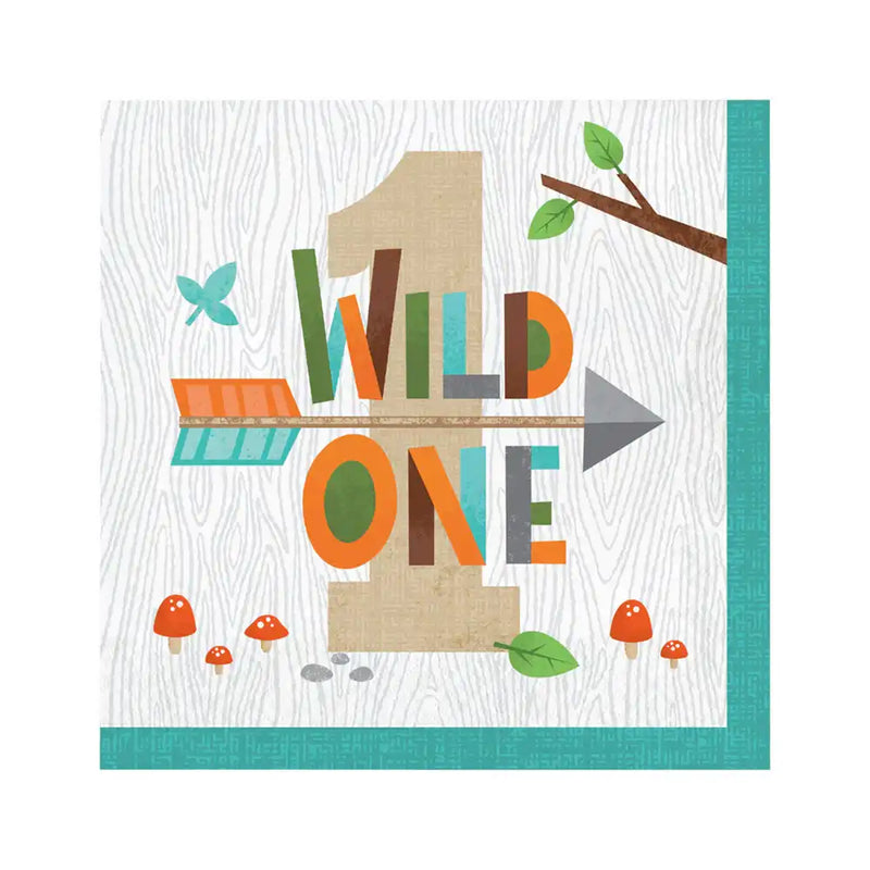 Woodland Animals Wild One Paper Napkins (x16) 1st Birthday
