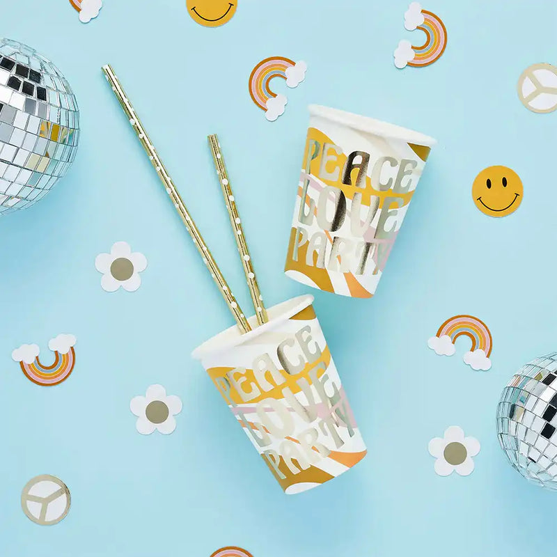 Peace Love Party Paper Cups (x8) Kids Party