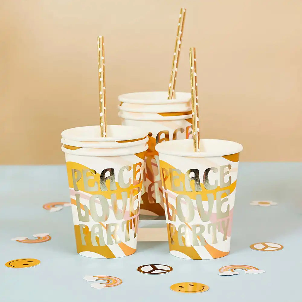 Peace Love Party Paper Cups (x8) Kids Party