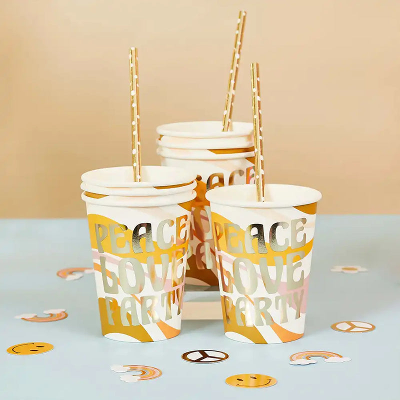 Peace Love Party Paper Cups (x8) Kids Party
