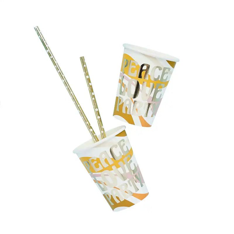 Peace Love Party Paper Cups (x8) Kids Party