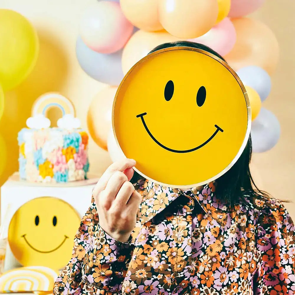 Smiley Paper Plates (x8) Disco Party