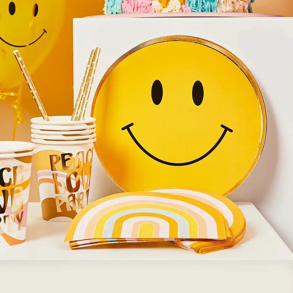 Smiley Paper Plates (x8) Disco Party