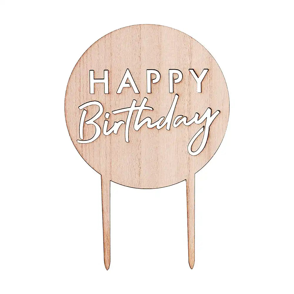 Wooden Happy Birthday Cake Topper General Party