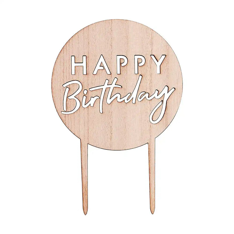Wooden Happy Birthday Cake Topper General Party