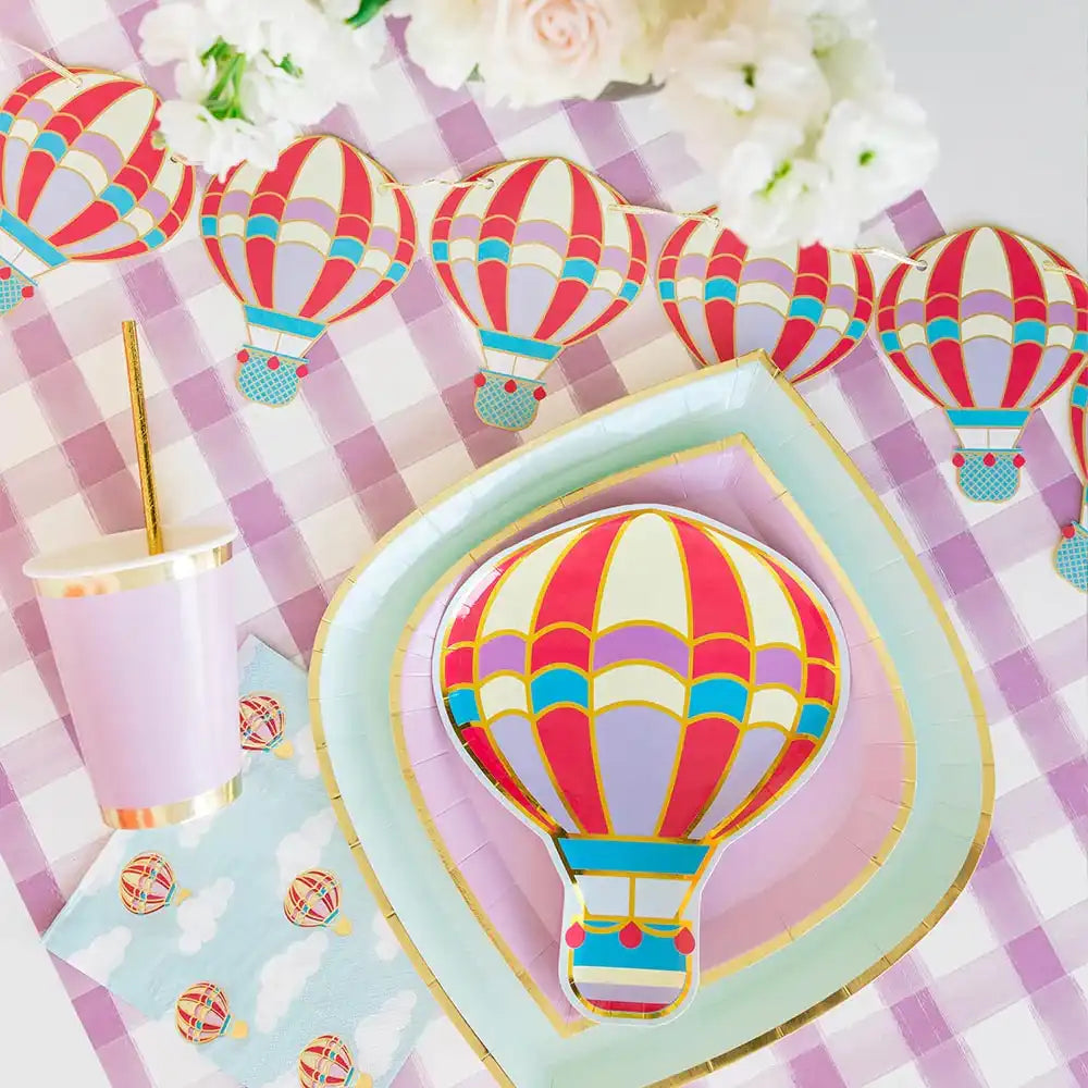 Up, Up & Away Balloon Shaped Plates (x8) 1st Birthday
